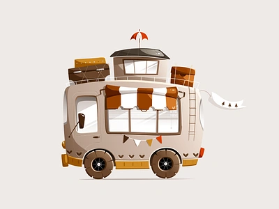 Mobile home 💫 car cartoon art cartoon car cartoon set character character set coreldraw coreldrawx7 cute art home illustration logo mobele home mobile raccoon vector vector art vector illustration