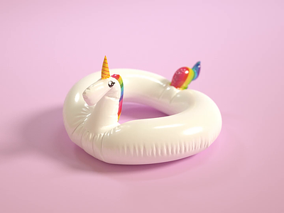 Unicorn 3d 3d animation animation balloon cinema4d pink pool pumping simulation toy unicorn