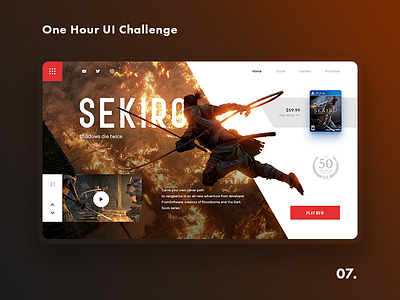 One Hour UI Challenge - 07. - Sekiro challenge dailui daily challange dailyui design landing uiux ux web design