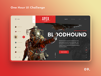 One Hour UI Challenge - 09. - Apex Legends apex apex legends bloodhound challenge daily challenge dailyui design landing uiux ux web design