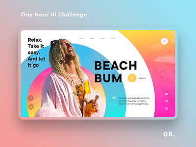 One Hour UI Challenge - 10. - Beach Bum beach beach bum challenge daily challenge dailyui landing movie neon promo site trailer uiux