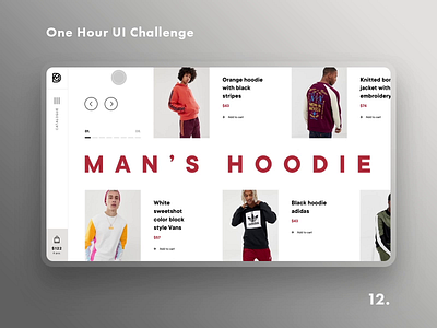 One Hour UI Challenge - 12. - Man's hoodie animation daily challange dailyui hoodie landing landing page shop shop design site ui ui trend uiux user inteface ux video web design