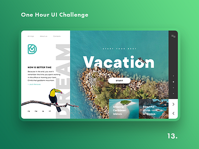 One Hour UI Challenge - 13. - Vacation challenge daily challenge dailyui design landing promo page promo site sea trip tucan ui uiux ux vacation web design