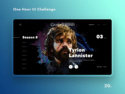 One Hour UI Challenge - 20. - Game Of Thrones animation aria challenge daily challange daily challenge dailyui gameofthrones got landing lanister promo stark tyrion ui uiux ux web design