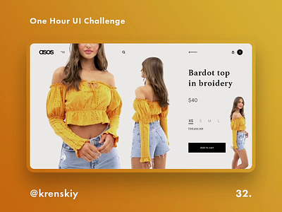 One Hour UI Challenge - 32. - ASOS animation asos challenge daily challange daily challenge dailyui design e-commerce fashion girl landing promo shop site ui uiux ux web-design