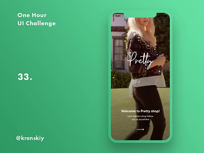 One Hour UI Challenge - 32. - Pretty shop animation challenge daily challenge dailyui design e commerce fashion fashion app landing mobile mobile app mobile ui motion shop ui uiux ux