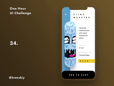 One Hour UI Challenge - 34. - Skate shop animation app challenge daily challange daily challenge dailyui design e commerce mobile app mobile ui shop skate skateboard skater ui uiux ux web design