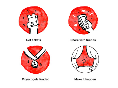 Event icons drawn icons red social