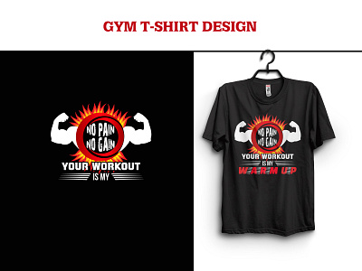 GYM T-SHIRT DESIGN branding design gym gym design gym t shirt design illustration logo no pain no gain design t shirt design typography vector