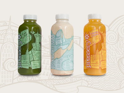 Pressery beverage branding illustration natural foods organic packaging