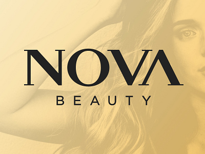 Nova Beauty beauty salon black and gold custom typography glamor logo logo design minimalism modern sleek typography logo