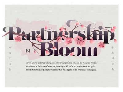 Partnership in Bloom blossom floral flowers japan poster typography watercolour