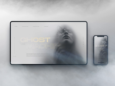 Ghost in the Machine animation article digitalart fog ghost landingpage layout machine mist mockup moody smoke ui uiux web webdesign website