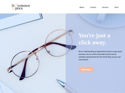 Downtown Optics Hero Section branding design illustration logo ui ux