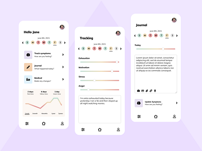 Mental Health Journal app app design application mobile design native ui ux web design website design