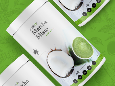 Packaging Design for WithinUs branding collagen design matcha packaging vancouver