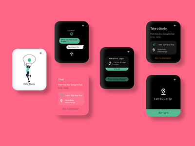 Smart Watch Travel Assistant - lara.ng apple apple watch art design dynamic figma illustration minimalist smart smartwatch travel app ui vector
