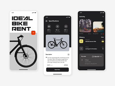 Bike Rental App app design figma logistics minimalist mobile app onboarding ui solaszn typography ui uiux ux ux design uxui
