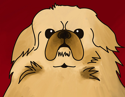 Miki malowany art design dog dog illustration doggy illustration illustrator peke pekingese red ui ux vector