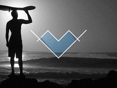 Surf Heart Concept black and white blue grey heart logo love sea surf
