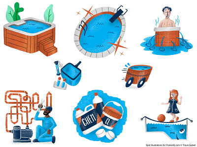 Pool & Hot Tub Spot Illustrations illustration spot illustration