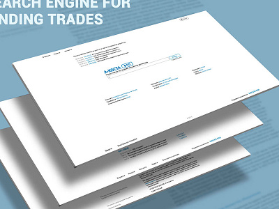 Search engine for finding trades blue deal flat light search engine search system white