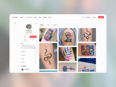 Tattoo Artist Profile for Web responsive design responsive web design tattoos ui design ux uxdesign uxui web design