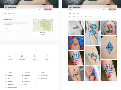 Tattoo Studio Profile & Portfolio product design tattoos tattoostudio uiux user experience user interface web design