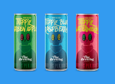 Trippe drink branding can design drink graphic design hard seltzer illustration label skull vector