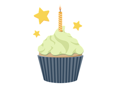 Bday birthday celebrate cupcake green