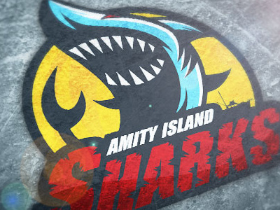 Amity Island Sharks ice hockey illustration logo shirt design sports