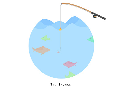 St. Thomas bait beach fish fishing illustration island pole st st. swim thomas water