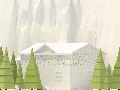Low Poly Cabin 3d blender building cabin house isometric landscape low model mountain poly tree
