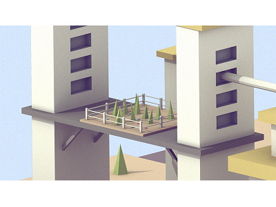 Garden Area Landscape WIP 3d blender building grass house isometric landscape low poly model study tree