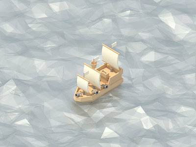 Pirate Ship 3d blender isometric low low poly model pirate poly ship water