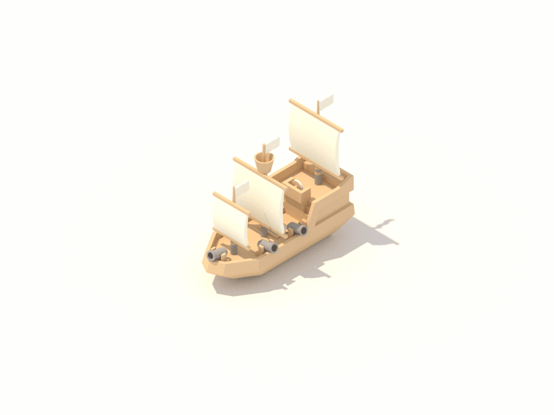 Pirate Ship 360 Spin 3d blender isometric loop low low poly model pirate poly ship spin water