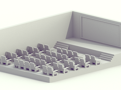 Movie Theater WIP 3d blender building game interior ios isometric low low poly model poly