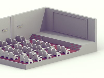 Theater | Day Version 3d blender building cinema interior isometric low low poly model movie poly theater