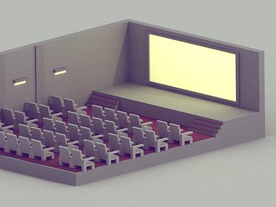 Theater | Night Version 3d blender building cinema interior isometric low low poly model movie poly theater