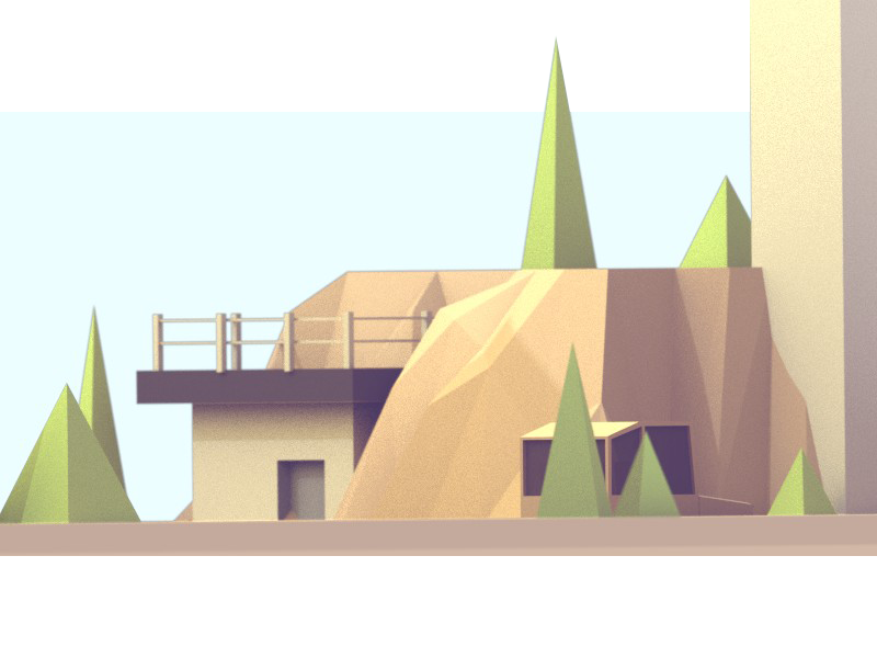 New Lighting + Pop Effect low poly low poly isometric 3d model blender mountain house car scene light