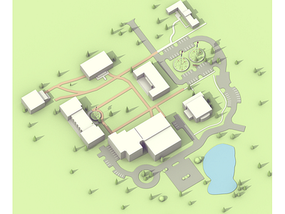 School Map #2 3d blender building city isometric low low poly map model poly scene school