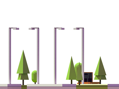 WIP 3d car isometric low low poly nature parking poly road street tree vehicle