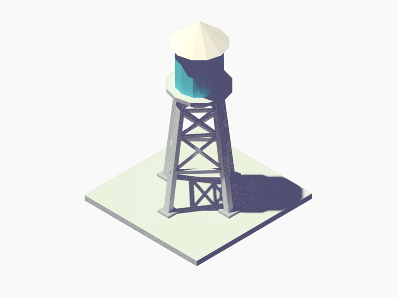 Interactive Water Tower 3d blender blocks building city isometric low poly model urban vr water water tower