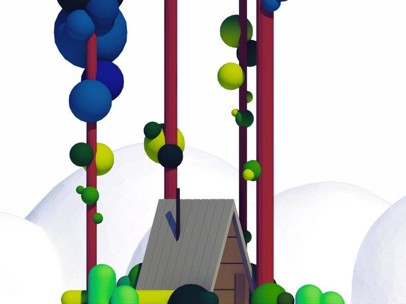 Forest Cabin forest cabin trees nature landscape mountains house 3d lowpoly blender isometric illustration