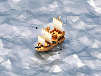 Pirate Ship 3d asset boat isometric low poly model ocean pirate pirate ship sea ship vehicle
