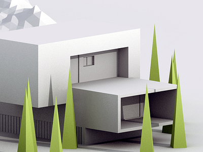 Architecture Study 3d b3d blender building isometric landscape low poly mountain scene tree