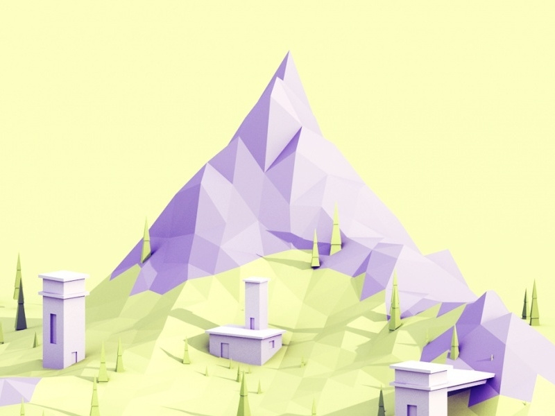 Low Poly Moutain grass c4d game tree building b3d landscape nature isometric mountain low poly