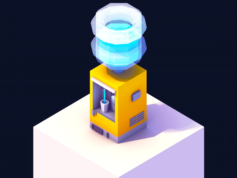 Water Cooler Asset 3d animation ar asset blender gif isometric loop low poly madewithblocks model vr