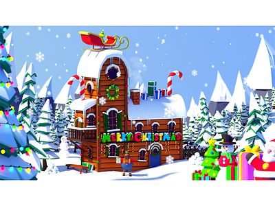Merry Christmas - "The Grinch" Fan Art 3d blender cabin christmas fan art grinch house illustration landscape low poly model nature snow winter winter scene