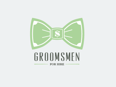 Groomsmen For Hire bow tie green hire logo men money wedding